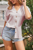 Button Down V Neck Cotton Blend Tops Unishe Wholesale