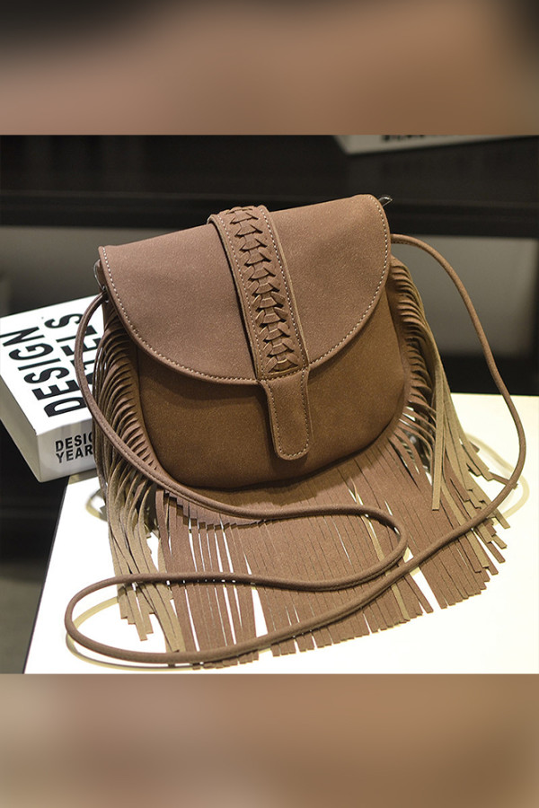 Suede Leather Tassel Saddle Bag MOQ 3pcs