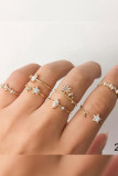 Alloy Chain and Graved Pattern Rings 10pcs Set