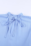 Sky Blue V Neck Ruffled Swing Mini Dress