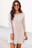 Long Sleeve Animal Print T-shirt Dress