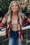 Draped Open Front Plaid Cardigan