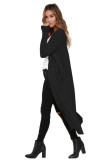 Black Cable Knit Open Front Long Cardigan