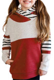 Girls Stripes Colorblock High Neck Hoodie