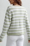 Striped Button Down Open Sweater Cardigan