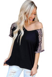 Black Leopard Sleeve Top