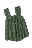 Green Floral Ruffled Straps Flowy Tank Top