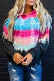 Tie-dyed Print Hoodie with Kangaroo Pocket