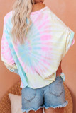 Sky Blue Tie Dye Pullover Long Sleeve Top
