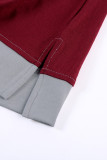 Wine Red Colorblock T-shirt with Slits