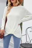 Waffle Knit Twisted Long Sleeves Top