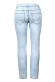 Light Blue High Waist Ripped Skinny Jeans