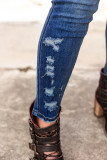 Blue Wash Distressed Skinny High Waist Jeans