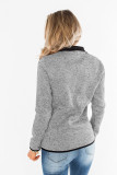 Gray Heathered Turn-down Collar Pullover Sweatshirt