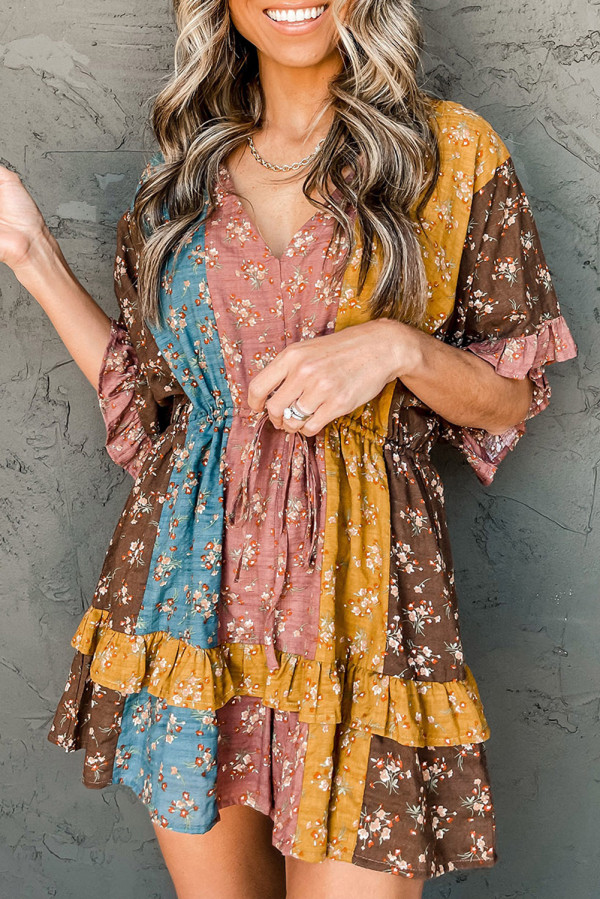 Ruffled Colorblock Floral Romper