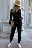 Black One Piece Jumpsuit with Waist Tie
