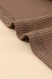 Asymmetric Puff Sleeve Ribbed Top