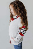 Gray Girls Stripes Colorblock High Neck Hoodie