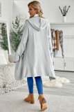 Gray Open Front Hooded Sweater Cardigan