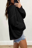 Black Pocketed Oversized Drop Sleeve Top