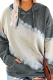 Gray Tie Dyed Color Block Plus Size Hoodie