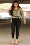 Black Sheen Leopard Print Mid Rise Skinny Pants