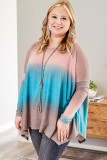 Sky Blue Plus Size Painted Poncho Top