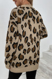 Leopard Knit Pocketed Open Front Sweater Cardigans