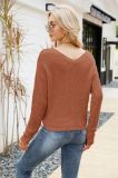 Waffle Knit Drawstring Ruched Long Sleeves Crop Top