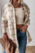 Plaid Button Down Pocketed Shacket Jacket Coats Women UNISHE Wholesale