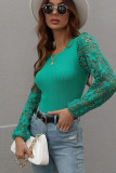 Hollow Out Lace Sleeves Knit Sweaters