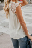 White Crochet Lace Trim Splicing Casual Blouse