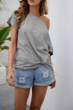 Solid Color Off The Shoulder Top with Twist Tie Unishe Wholesale