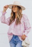 Purple Square Neck Floral Textured Blouse