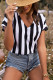 Stripes Print V Neck Blouse Unishe Wholesale