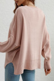 Plain Hem Side Split Knit Pullover Sweater