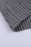 Dark Grey Color Block Netted Texture Pullover Sweater