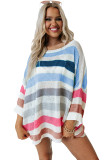 Multicolor-2 Multicolor Striped Knit Top with Chest Pocket