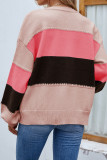 Color Block Open Front Button Sweater Cardigans