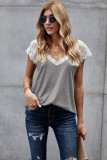 Gray Lace Knit Tank