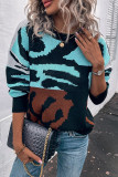 Color Block Tiger Striped Pullover Sweaters