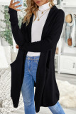 Black Open Front Hooded Sweater Cardigan