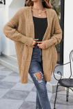 Cable Knit Front Open Cardigan