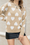 Heart Pattern Knitting Pullover Sweater