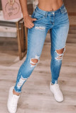 Sky Blue High Waist Distressed Skinny Jeans