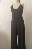 Cut Out Backless Solid Long Pants Jumpsuit Unishe Wholesale