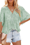 Half Sleeve Ruffles V Neck Blouse Unishe Wholesale