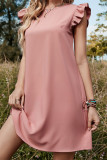 Solid Color Ruffle Sleeveless Square Neck Mid Length Dress Unishe Wholesale