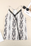 Plus Size Snakeskin Lace Splicing Spaghetti Strap Tank Top