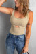 Apricot Solid Cut-out U Neck Slim-fit Tank Top